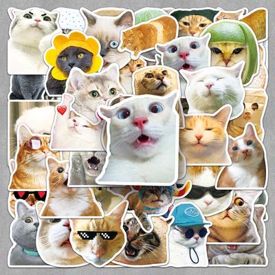 50 PCS Autocollants Mignons de Chat de Dessin Animé pour Décoration de Téléphone et de Tasse