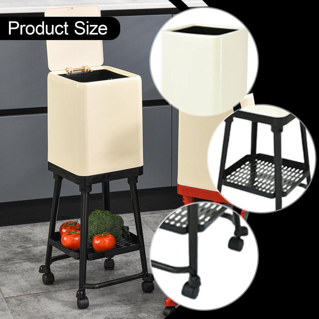 Trash Can and Storage Shelf Multifunctional Minimalist Garbage Bin Waste Basket for Living Room