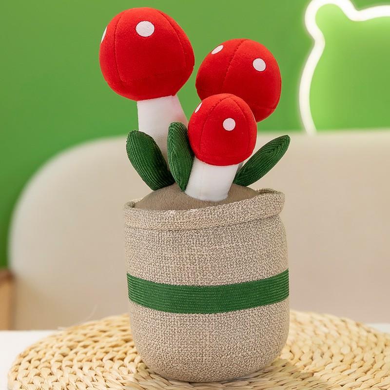 Soft Plush Mushroom Succulent Plant Toy Decor Home Office Dorm Gift - 23cm Faux Stuffed Animal