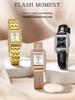 OFNS Elegant Women's Square Dial Watch: Simple Niche Bar Markers, Waterproof, Luxury Diamond Inlaid Quartz.
