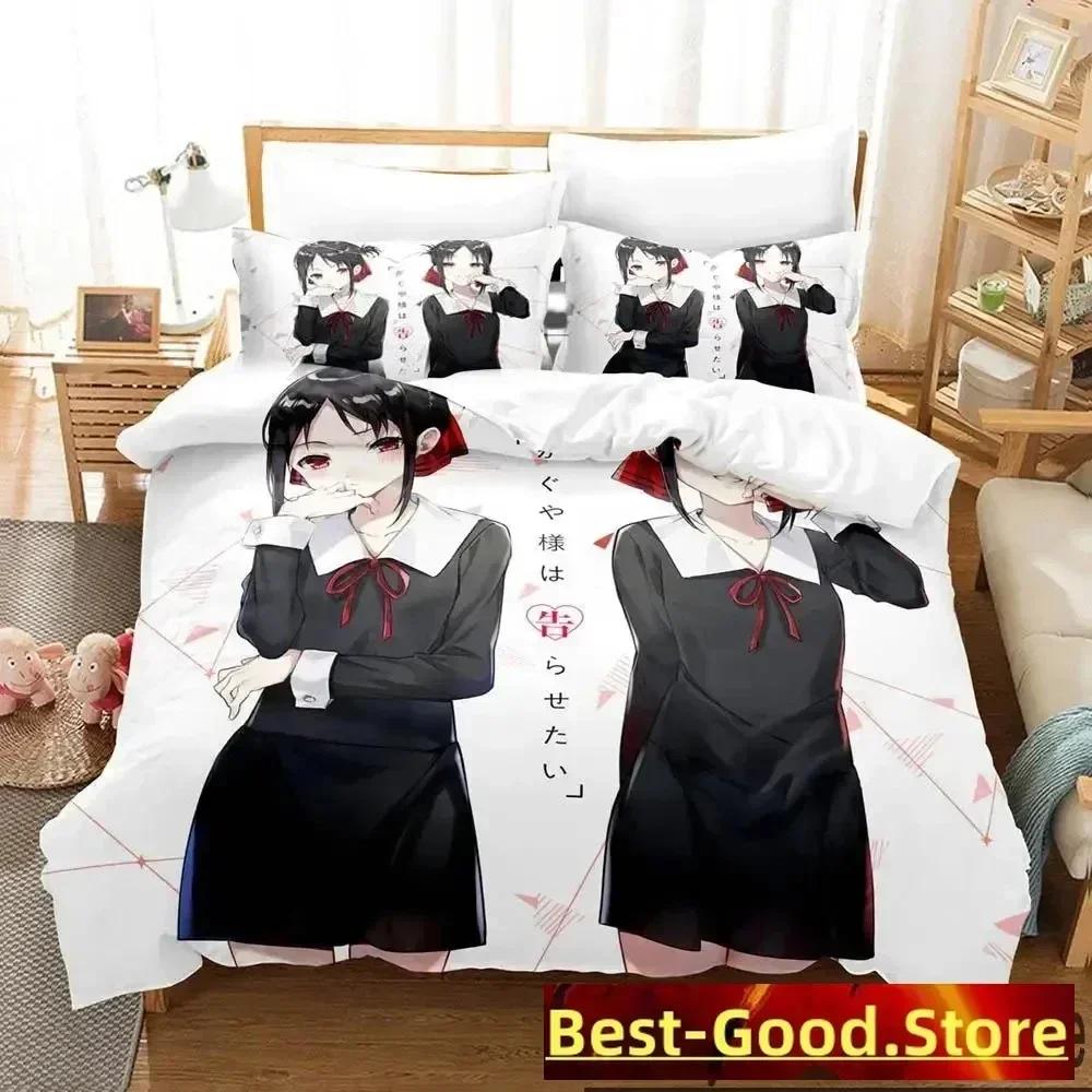 Anime Kaguya-sama Love Is War Bedding Set Printed Bed Set With Pillowcase Bed Duvet Cover Soft Queen King Size Bedclothes Home
