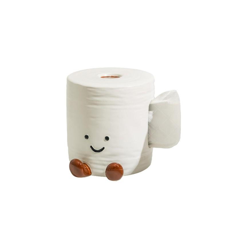 New Jelly Cat Creative Cute Cartoon Toilet Paper Tissue Box Ceramic Living Room Desktop Decoration Roll Paper Storage Box