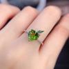 Natural Looking Peridot Open Ring with Heart Apple Design Trendy Women Accessories