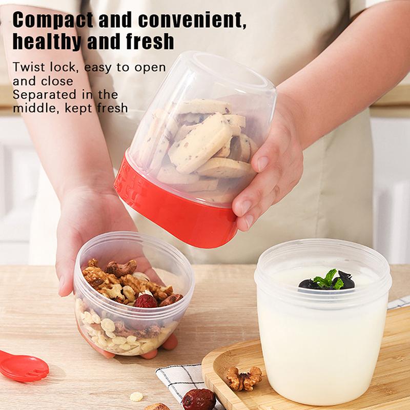 Snídaně ovoce Ovesný jogurtový salátový kelímek s víčkem lžička Dvouvrstvý úložný prostor potravin Přenosný fitness kelímek pro snížení hmotnosti