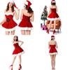 Elegant Red Velvet Sexy Women Christmas Fancy Dress Santa Claus Costume Outfit Hat