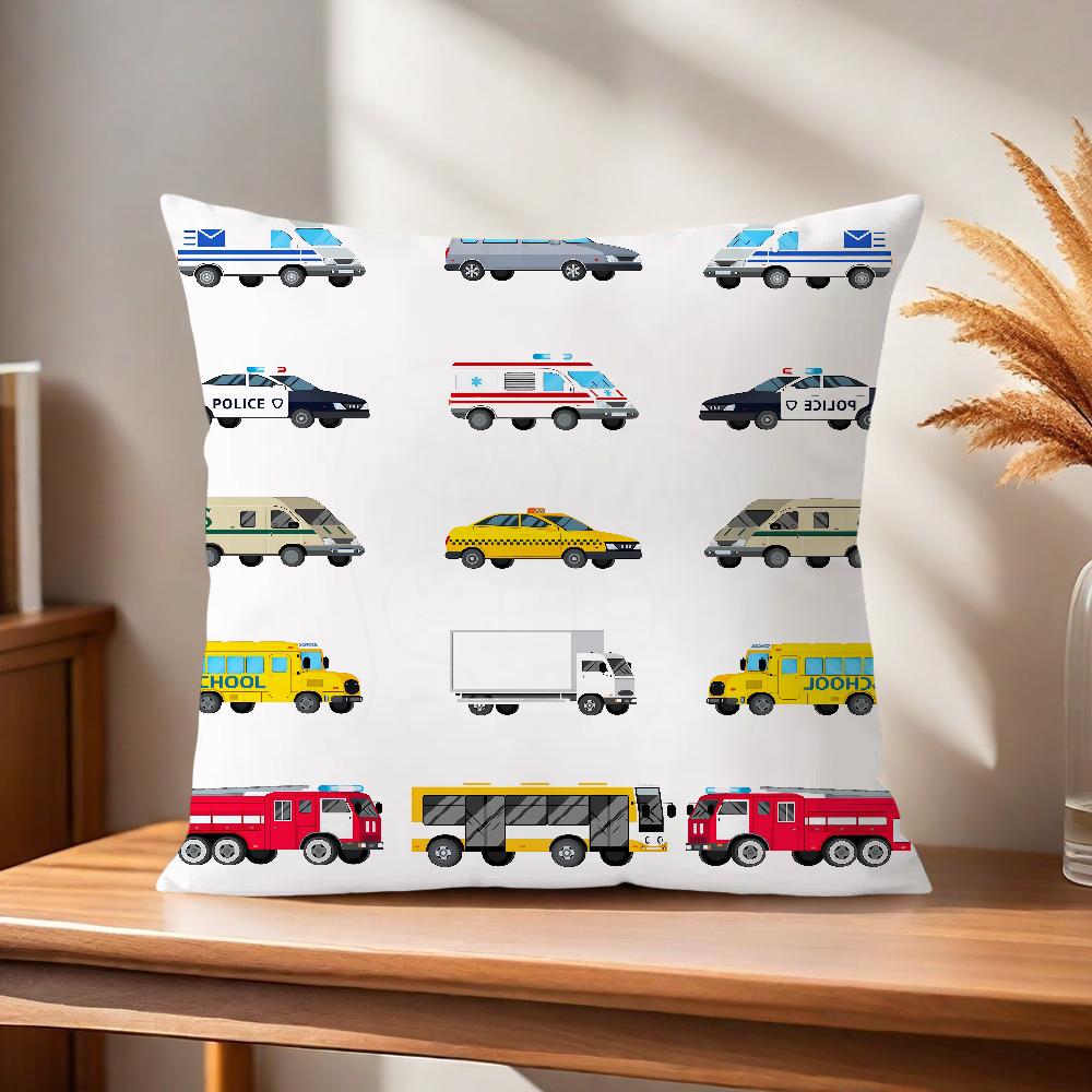 ART Transportation Cars Truck Boat Racing Soft Pillow Case for Sofa Living Room Home Office Decor Protective Covers Without