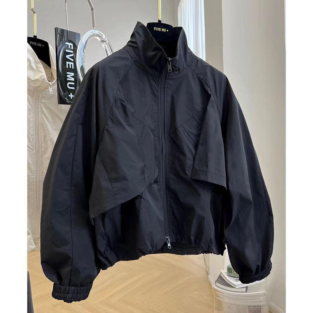 Petite Solid Color Women's Trench Coat - 2025 Spring/Autumn Korean Style Stand Collar Windbreaker