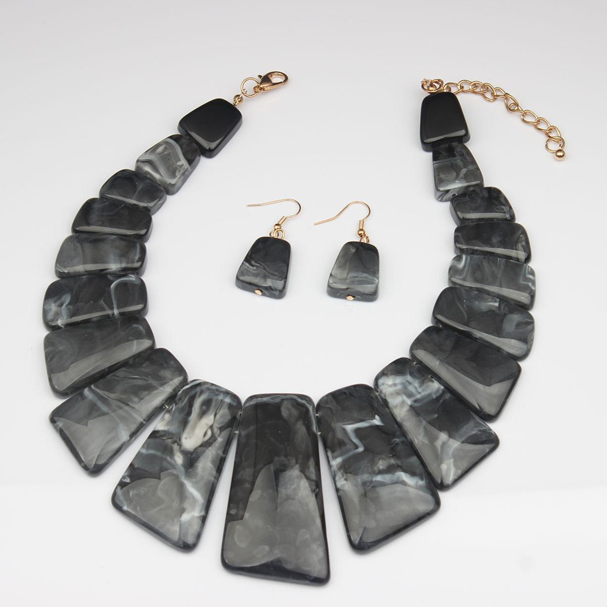 

Преувеличенный ретро персонализированный комплект ожерелья и серег женские украшения Иу темно-серого