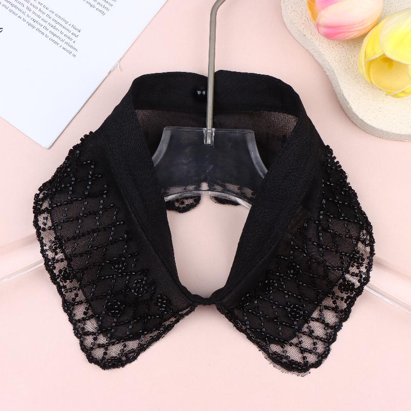 Elegant Detachable Lace Collar Embroidered Beaded False Collar Half Shirt Collar For Women Blouse Decoration Accessories