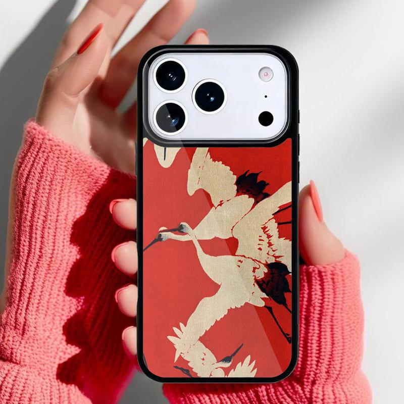 Japanese Cranes Art Phone Case for iPhone 17 16 15 14 13 Pro Max Back Cover for 12 11 Pro Coque