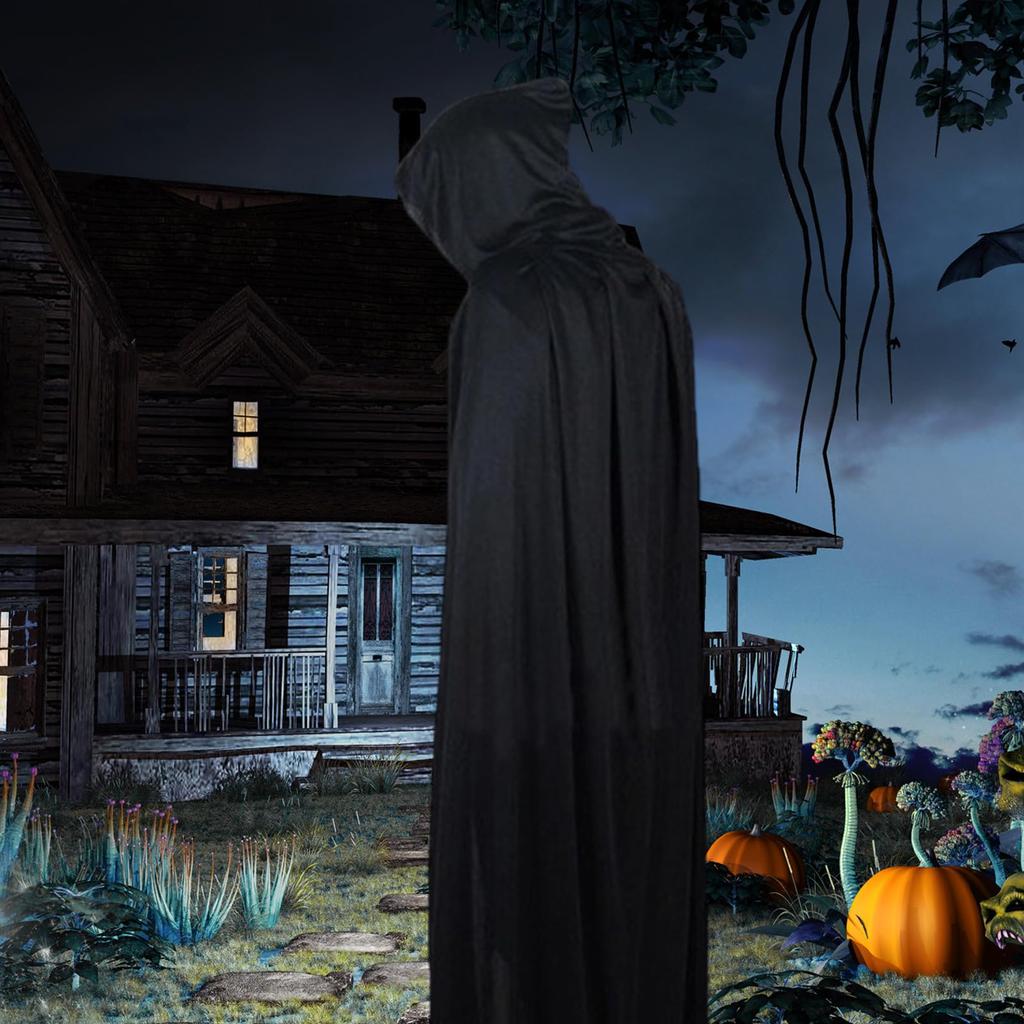 Joyasslly Black Grim Reaper Witch Cape for Halloween, Cosplay, Stage Performances, Christmas, Magic, Gift, Unisex, Men's, and Kids