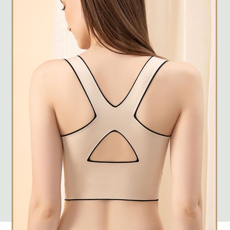Sexy Front Buckle Non-marking Large Size Underwear Female Thin Bra Without Steel Ring Gathered Sports Adjustable Undershirt Type Bra