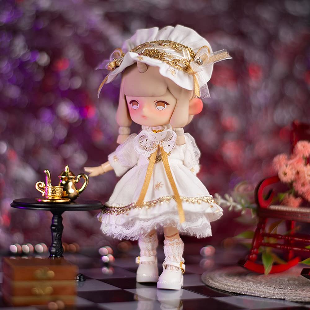 Obitsu 11 OB11 Size Outfit for Obitsu Doll 11cm Princess White Body, One-Piece Dress, Lolita,