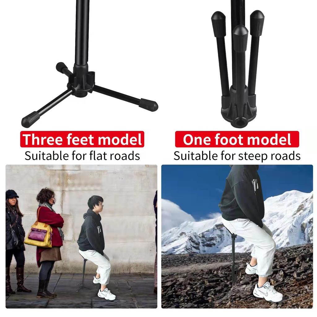 Folding Chair Collapsible Chair Retractable Walking Aid Crutch Stool Adjustable Hiking Chair For Outdoor Hiking Picnic TraveL