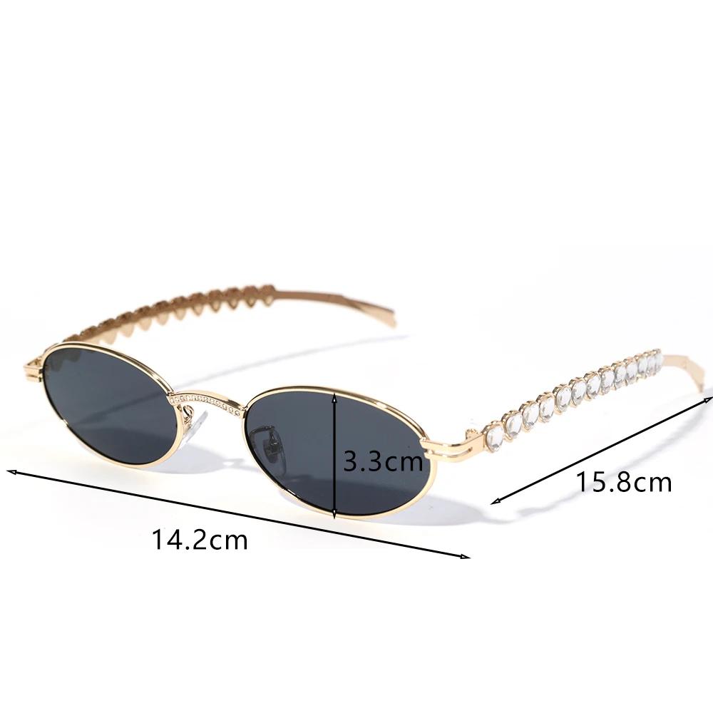 Damen Strass Sonnenbrille Stilvolle Ovale Sonnenbrille Vintage Runde Schwarze Gläser Luxus Bling Diamant Brillen