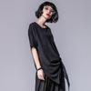 Asymmetrisches Damen-T-Shirt mit Chiffon-Modal-Einsatz, locker geschnitten
