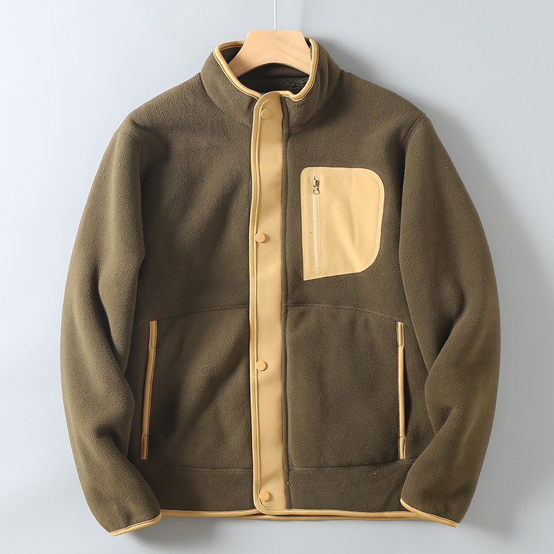 Foreign Trade Surplus Autumn and Winter Men's Stand Collar Fleece Jacket Outdoor Sports Casual Fleece Clothing Warm Top