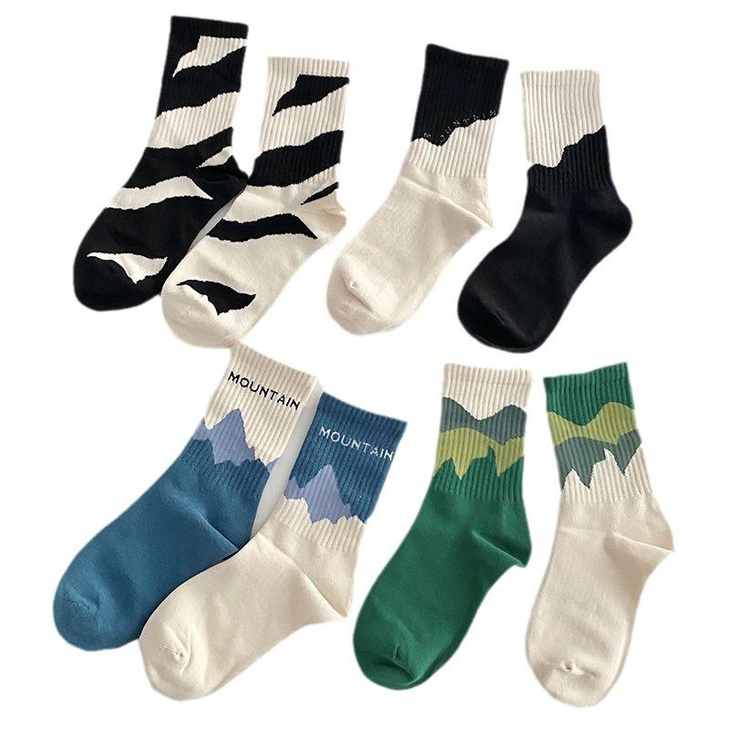 Asymmetrical Niche Long Socks Women'S Spring And Autumn Tide Japanese Street Personality Ab Socks Male Student Couple Sports Socks