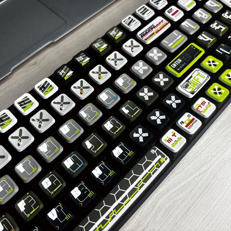 Graue Kuppel mit grünem Blitz-Thema Tastenkappen für Esports-Gaming: Benutzerdefiniertes helles mechanisches Tastatur