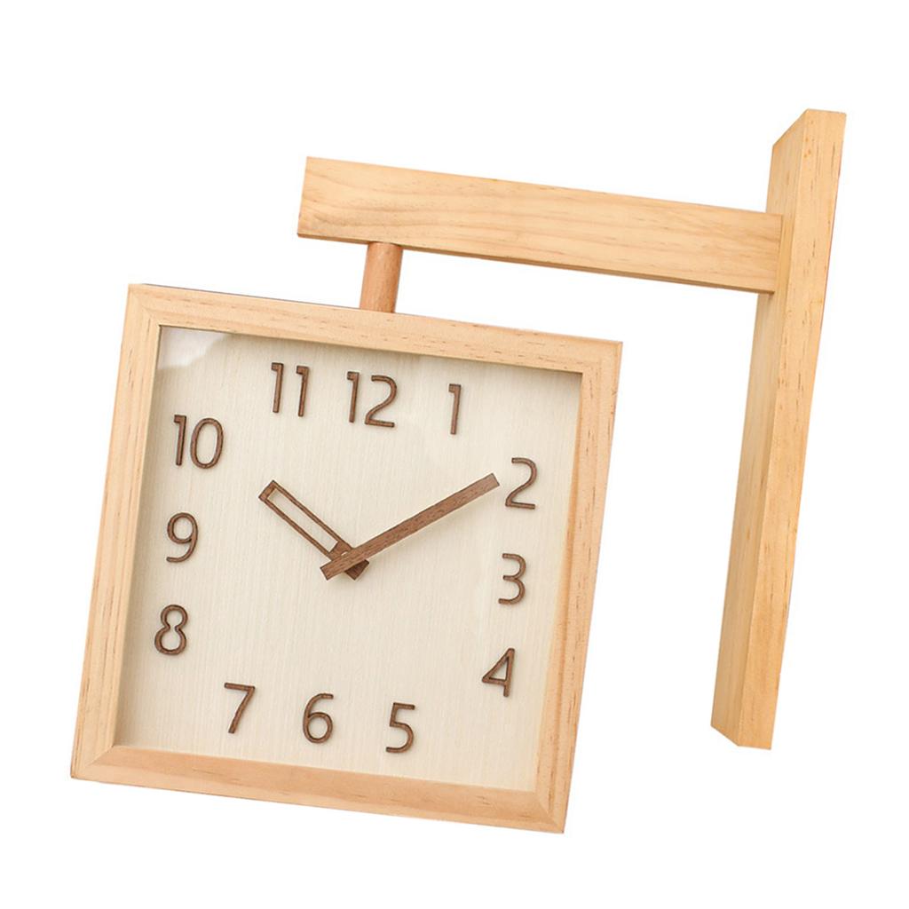 Wall Clock Simple Silent   Double Sided Clock Wooden Decorative Corner Clock for Living Room Household