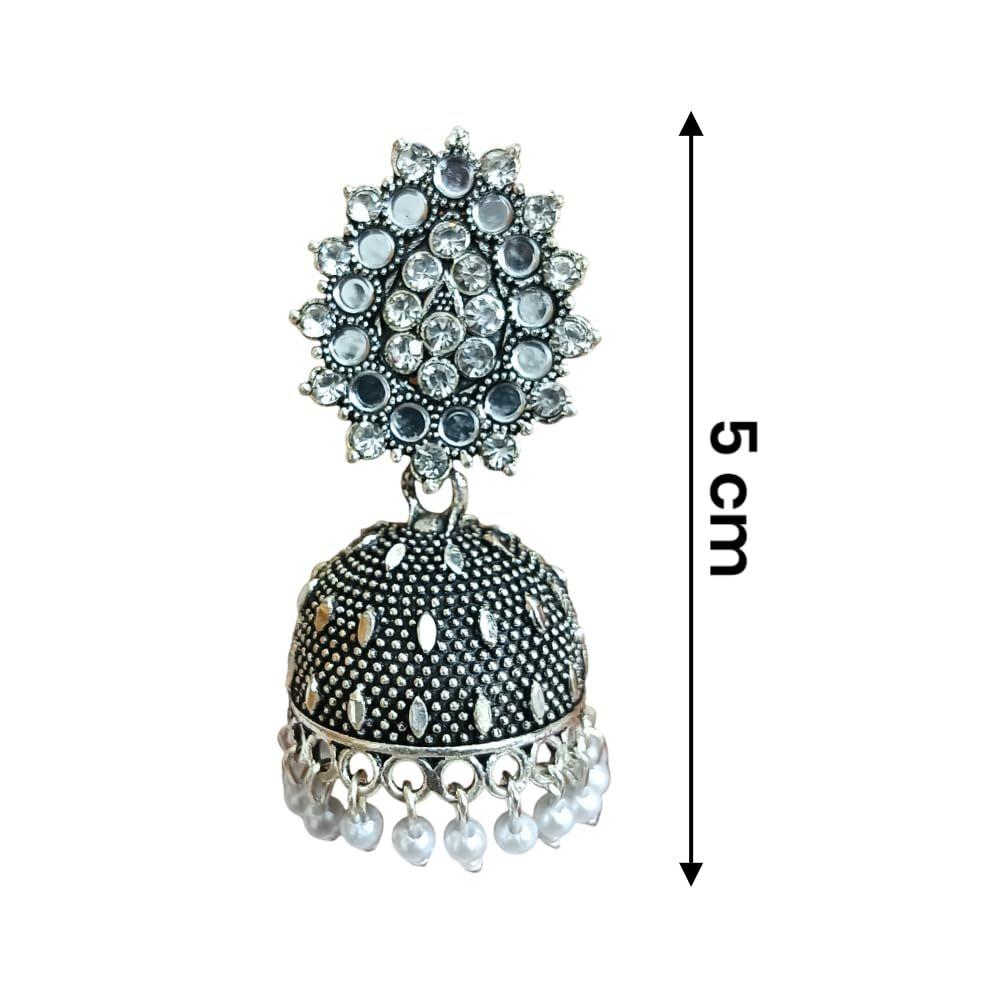 Silver Earrings for Women, Jewellery Set for Women Jhumka, Studs, Rose Gold,White Earrings, Golden Pearl, Traditional Jewellery