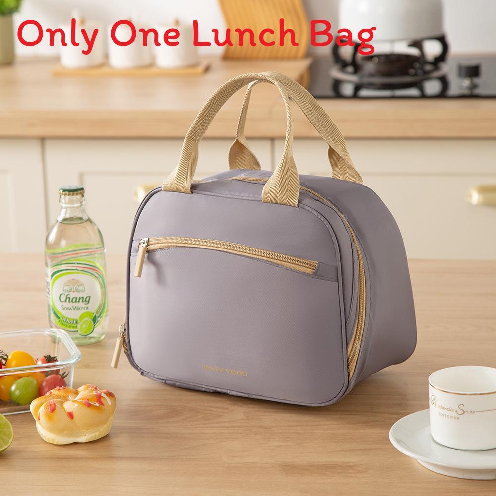 

Modern Versatile Simple Oxford Insulation Lunch Tote For Commuters Students And серый