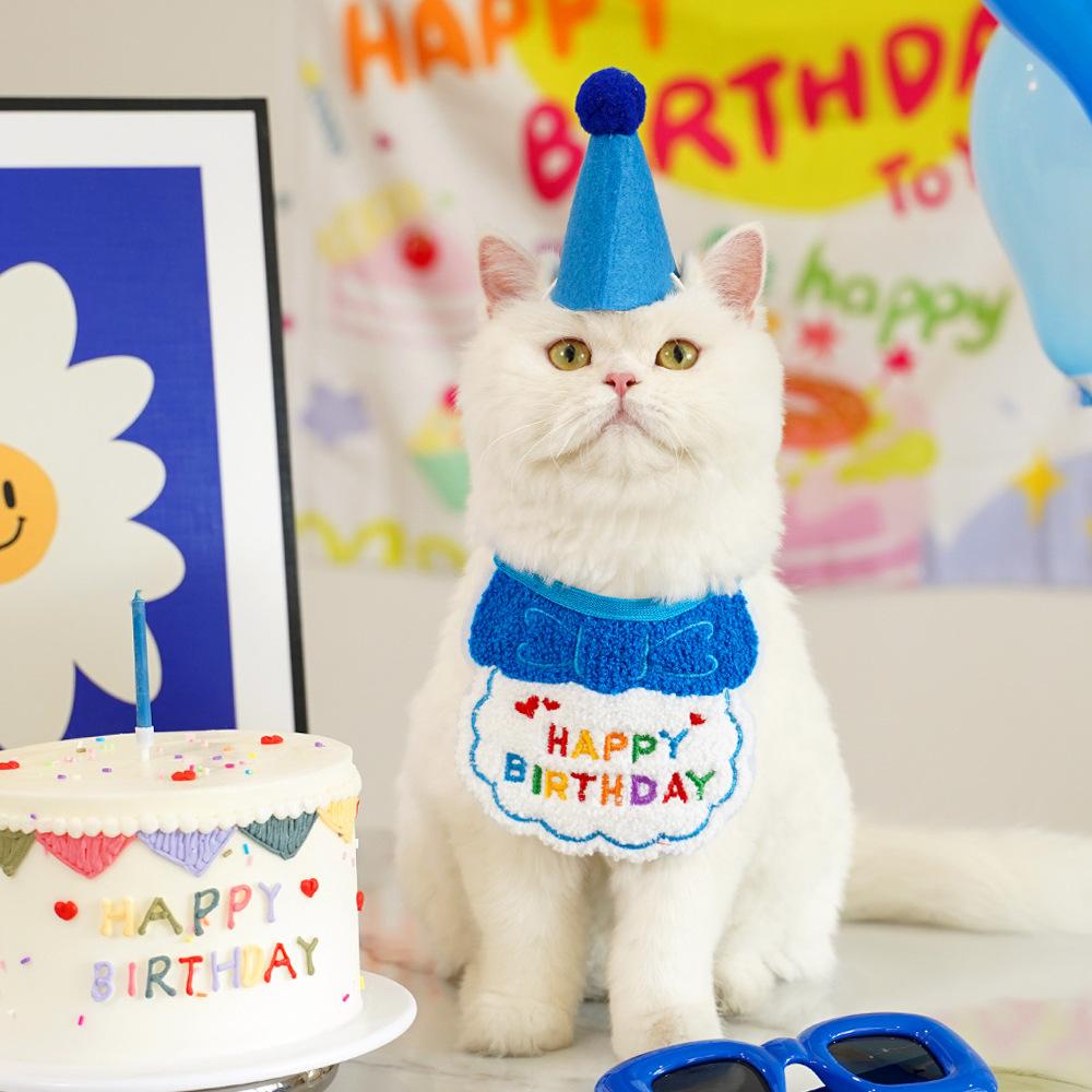 Pet Ins Wind Birthday Saliva Towel Cat Bib Scarf Dog Cat Hat