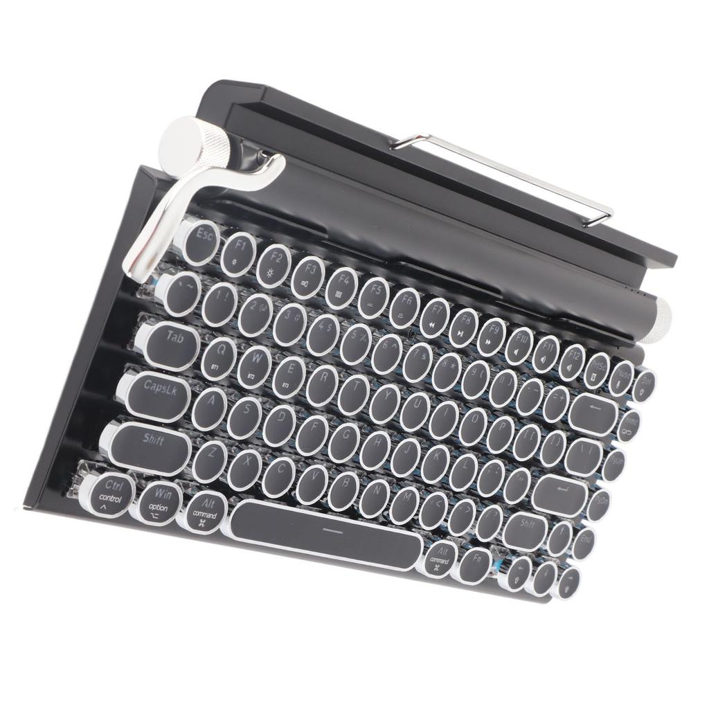 Retro Typewriter 83 Keys Mechanical Keyboard RGB Bluetooth Wireless Wired Vintage Keyboard Punk Round for Desktop Phone Keyboard, Light, & Keys, PC,