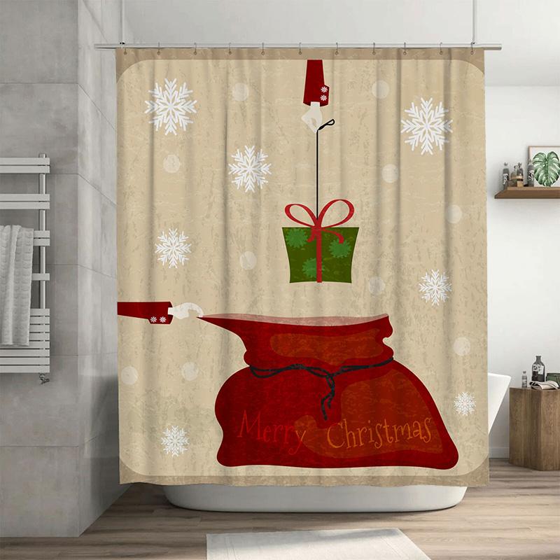 

Tu Christmas Shower Curtain Merry Xmas Holiday Festive Bathroom Decor Waterproof Holiday Gift Backdrop Xmas Tree Pattern Home De W60H190(CM)-1 Pcs