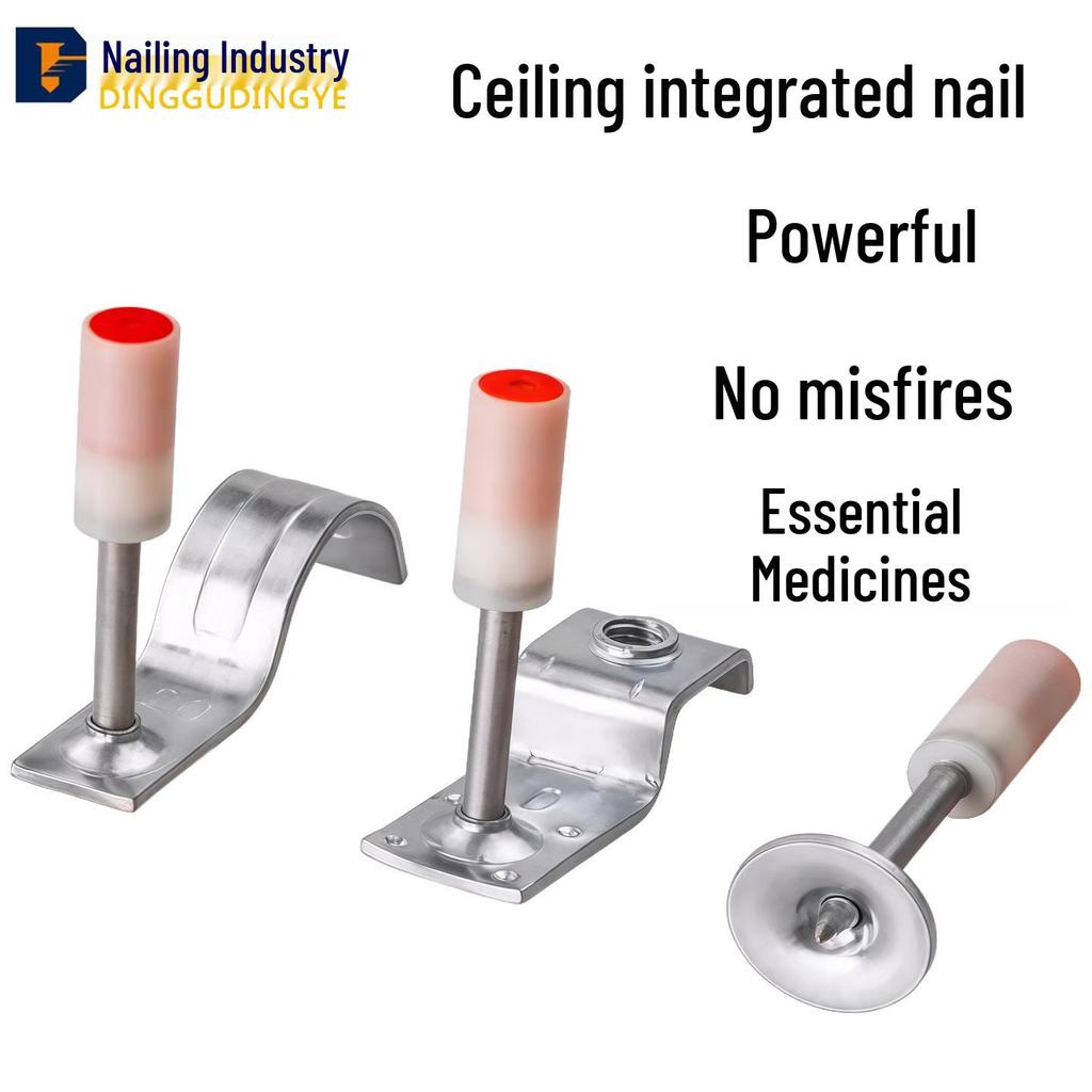 Mini Powder-Actuated Nailer for Ceiling and Concrete with Integrated Fire-Resistant Nails and Cartridge System