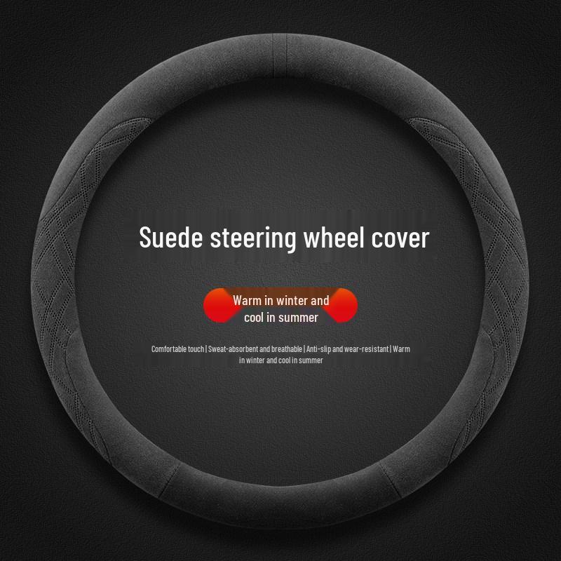 Ultra-thin Suede Steering Wheel Cover: Non-Slip, Sweat-Absorbing, Perfect for 2026 Beijing Hyundai Santa Fe Winter Use.