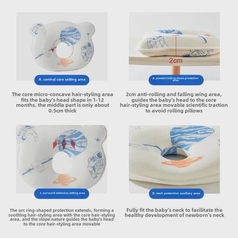 Memory Foam Baby Head Shaping Pillow for Newborns (0-12 Months) - All-Season Use