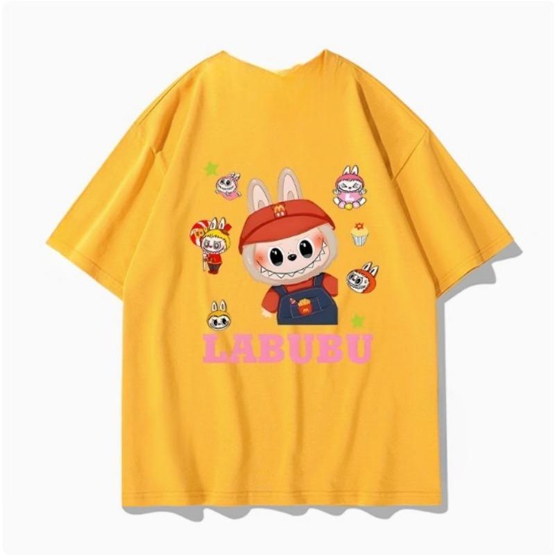 LABUBU Collaboration Short-sleeved T-shirt for Men in Summer, Labubu Doll Accessories, Loose and Versatile Clothes, Half-sleeved