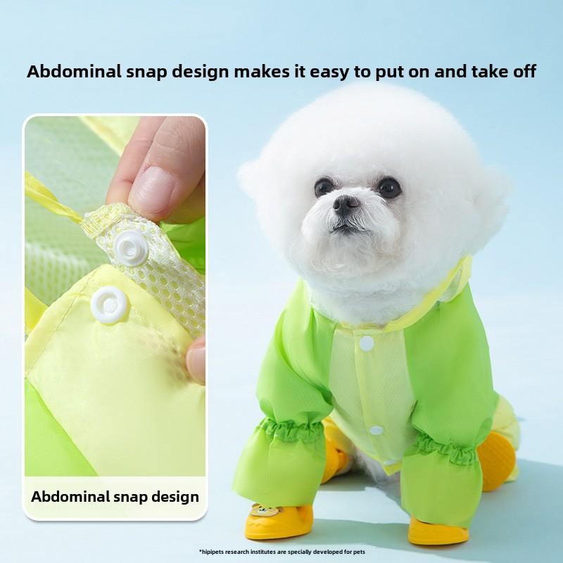 Dog Cute Lion Shape Traction Four-legged Raincoat Medium and Small Dog Teddy Going Out Rainproof Clothes Pet Poncho