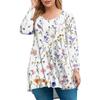 Women's Plus Size Top, Garden Collar Long Sleeved Shirt, Fashionable Floral Print Casual Top