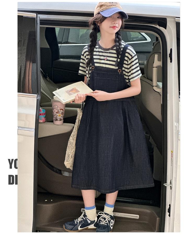 Girls' Summer Dress 2026 New Style Children's Stylish Medium and Large Girls' Summer Dress Cowboy Strap Skirt Two Piece Set