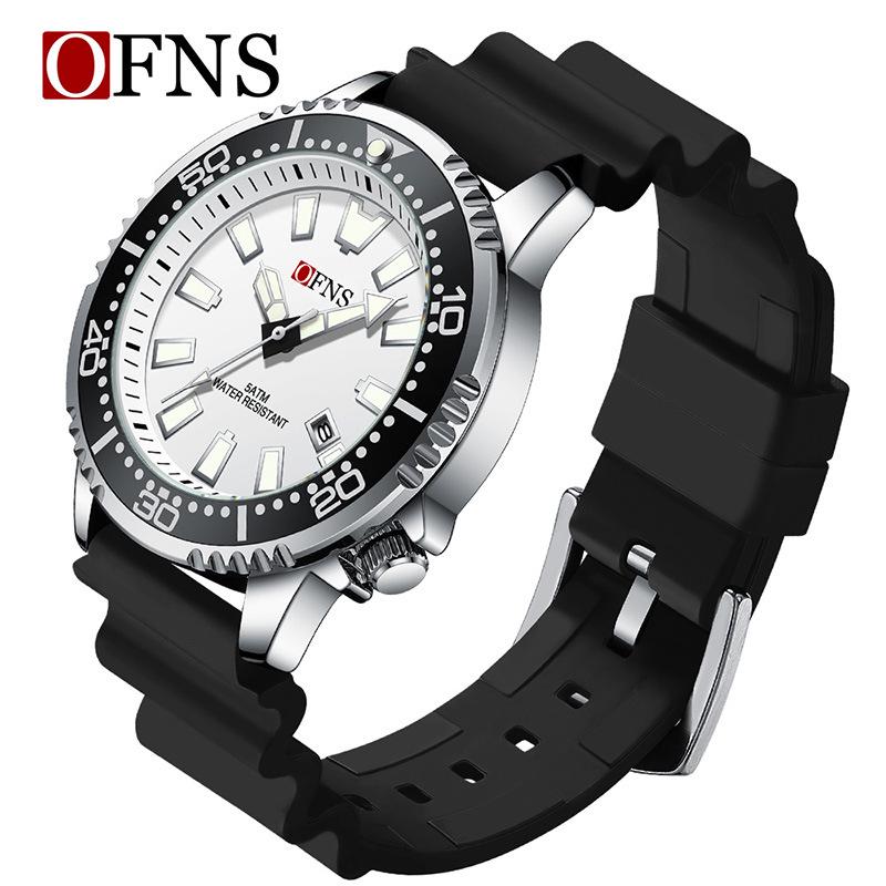 OFNS Men's Casual Waterproof Quartz Wristwatch - Fashionable, Luminous, Simple Design with Shrimp Skin Pattern