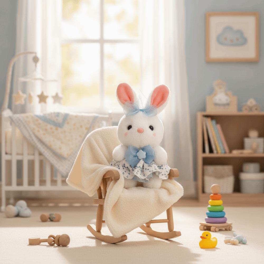 Floral Pattern Rabbit Plush Toy Big Bow Dress Bunny Plush Doll Cute Stuffed Rabbit Kid Pillow