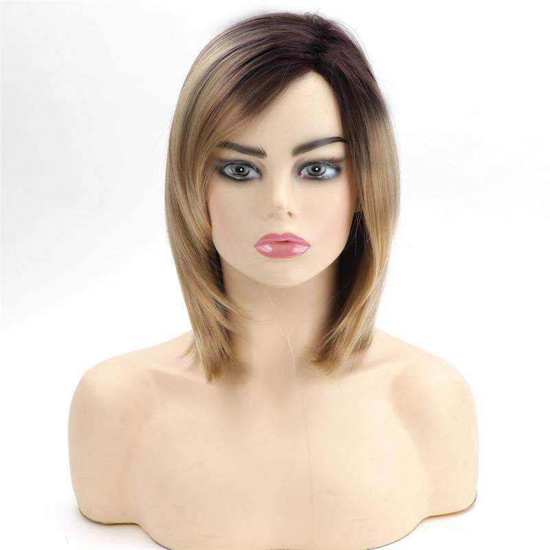 

Короткий парик боб с челкой Синтетические светлые парики для женщин Леди Натуральные прически Омбре Светлый парик Повседневные стрижки Распродажа