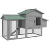 Pollaio in Legno per Galline con Recinto Esterno Nido Rampa Vassoio Estraibile per 2-4 Galline 168x75x103cm Grigio