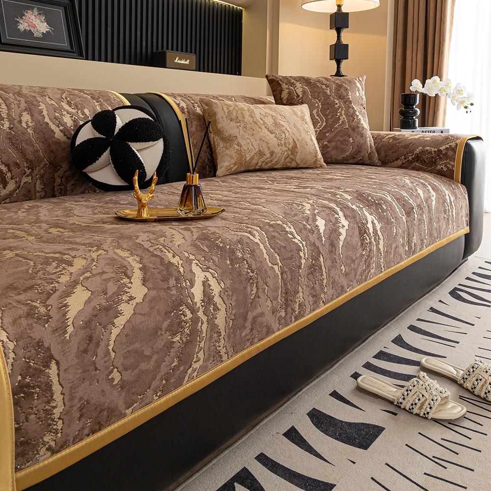 

2025 New Nordic Retro Dutch Velvet Sofa Cushion Four Seasons Universal Thickened Non-Slip Light Luxury Sofa Cover Sofa Cushion 45X45cm pillowcase хаки