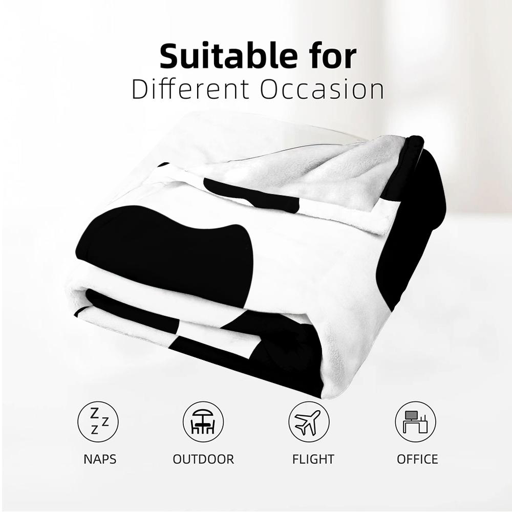 Isolated Cow Spot Silhouette Cartoon Anime Print Flannel Blanket Soft Warm Throw for Kids Bedroom Sofa Christmas Office Car