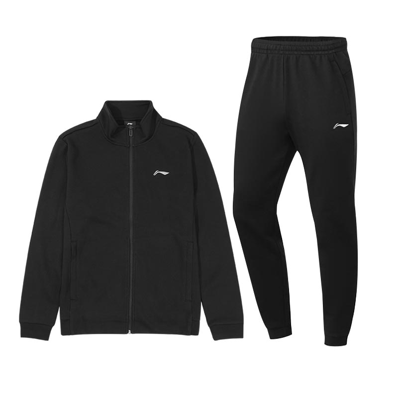 Li Ning Loose Fit Stand Collar Jacket And Cuffed Sweatpants Casual Sports Suit Men Suit AWDUA35-1+AKLVB13-1