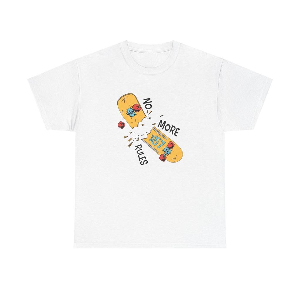 No More Rules Skateboarding Graphic T-Shirt Unisex Heavy Cotton Tee