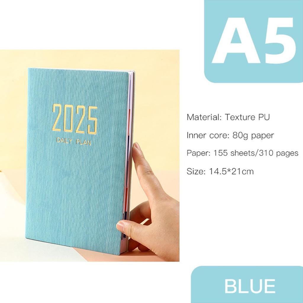 (Logo Engraving Possible) 2025 Soft Leather Business Schedule, Student 365-day Daily Planner, Record Book, Memo, English Inner Pages