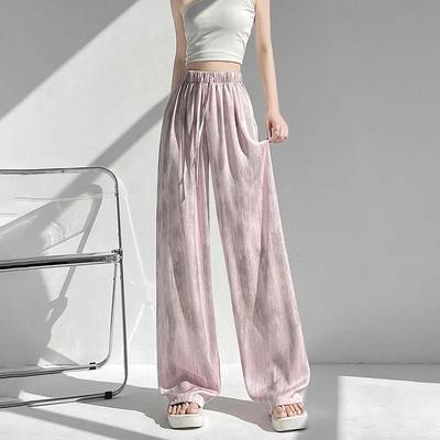 Pantaloni Estivi da Donna Larghi Dritti Casual Seta Ghiaccio Tie Dye Gamba Larga