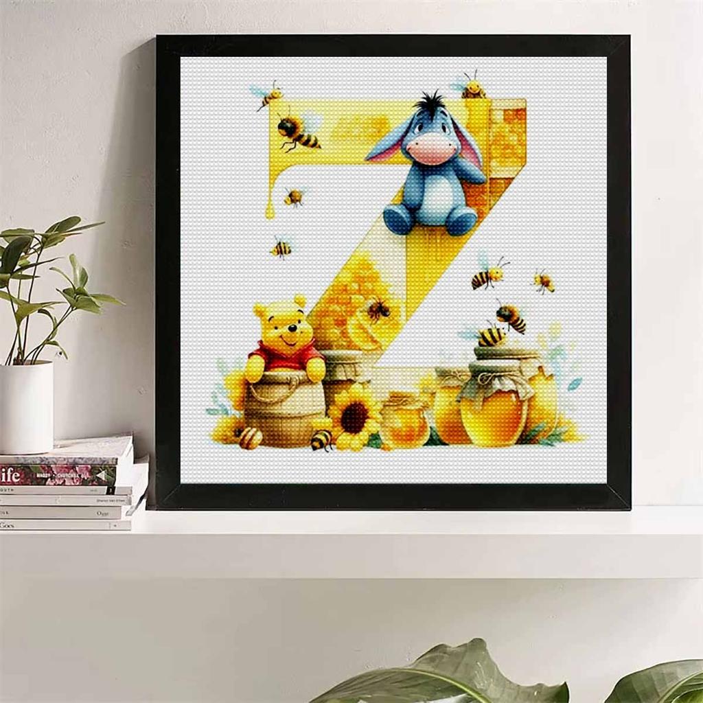 DIY Diamond Painting Round Diamond The Letters "Z" In Vini and Eeyore Full Diamond Mosaic Home Decoration Painting Cross Stitch Kit