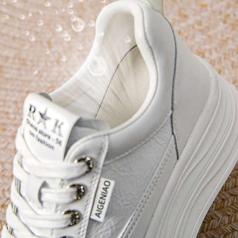 Microfiber White Platform Sneakers Women Wedge Heel Sneakers Shoes Comfy Casual Shoes