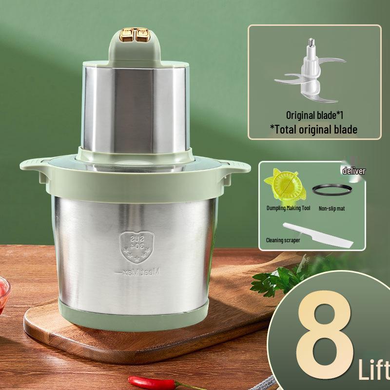 6L Stainless Steel Electric Meat Grinder & 8L Food Processor: Multifunctional for Mincing, Chopping, Baby Food, and Dough Kneading