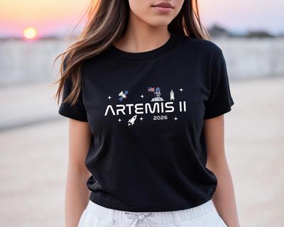 Artemis II Moon Mission TShirt Unisex and Women Summer Cotton Y2K Clothing Casual Fashion Round Neck Short Sleeved Tee Streetwear